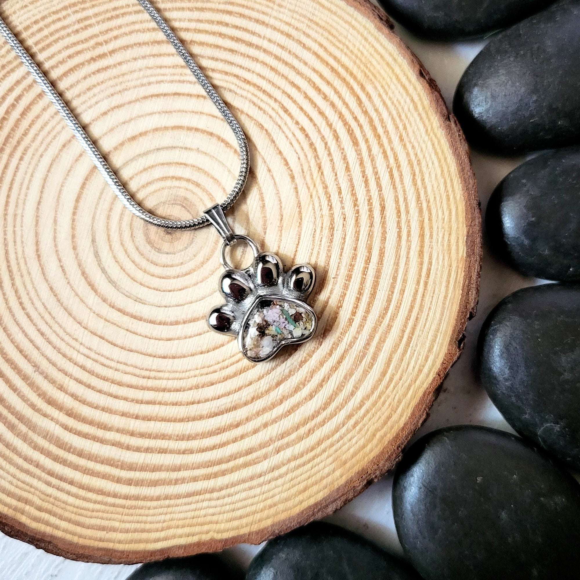 16mm Paw Print Cremains Necklace